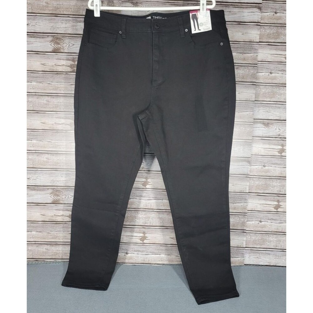 Womens Time And Tru Size 18 High Rise Black Skinny Jeans Stretch NEW